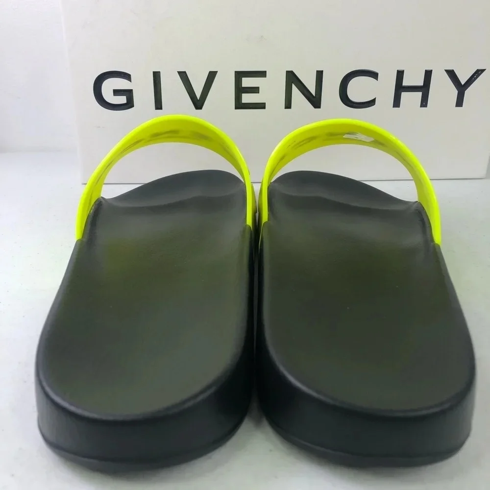 GIVENCHY New Men’s Fluo Yellow Rubber Slides Size 6 EU 39